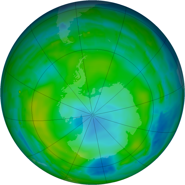 Antarctic ozone map for 05 June 2010